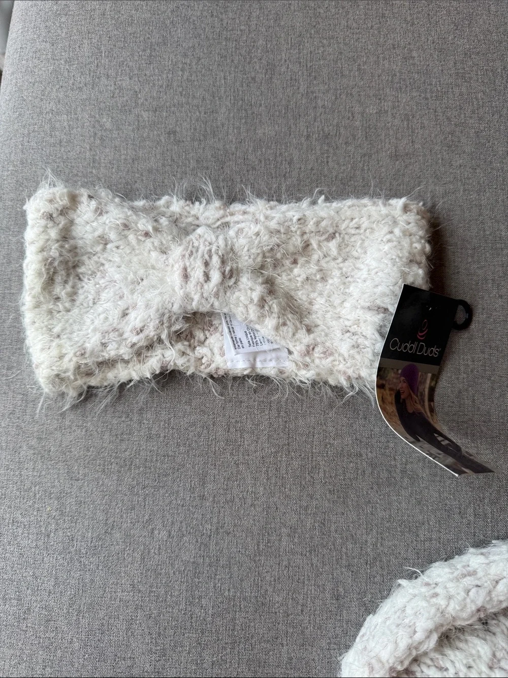 Cuddl Duds Plush Knit Scarf and Headband Set - Cream